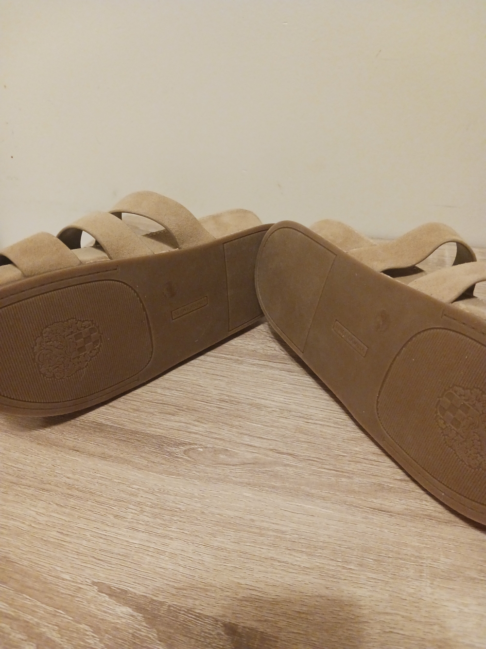 Vince Camuto Suede Double-Buckle Slide Sandals in Tan - Picture 6 of 9